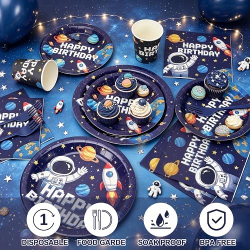 Space Themed Party Plates Set 120Pcs Astronaut Birthday Party Supplies - Image 4