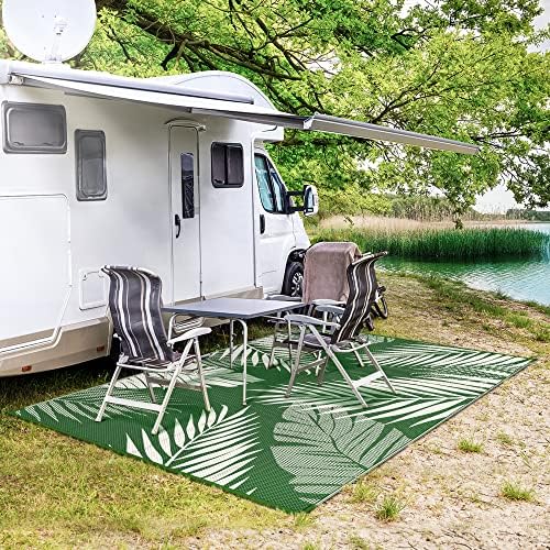 GENIMO Outdoor Rug, Waterproof Plastic Rugs for Patio, 9'x12' Dark Green - Image 5