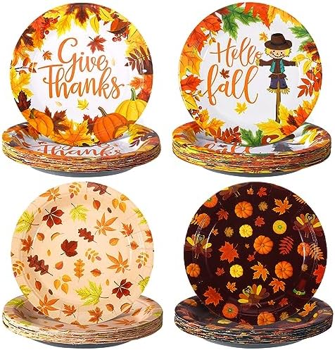 80 Pcs 7 Inch Thanksgiving Pumpkins Paper Disposable Plates by Suttmin