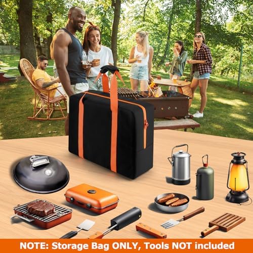 Cosmos BBQ Tool Storage Bag Grill Accessory Storage Bag Grill Utensil Carry Bag Grilling Hardware Tote Bag Container Foldable Grill Tool Replacement Bag for Outdoor Camping Barbecue, 18.1x5.1x13 Inch - Image 3