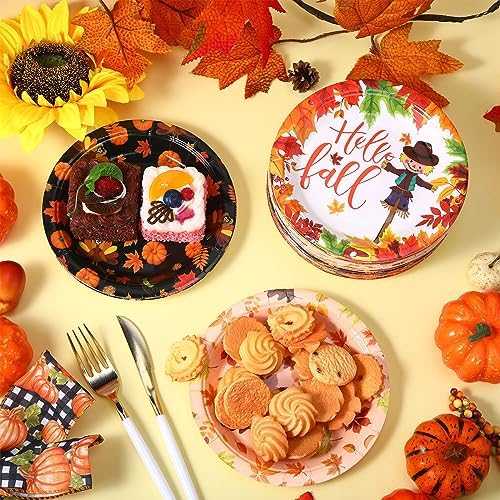 80 Pcs 7 Inch Thanksgiving Pumpkins Paper Disposable Plates - Image 4