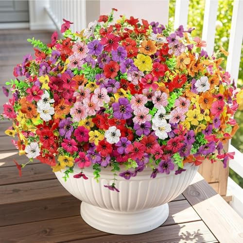 Artificial Outdoor Flowers, UV Resistant Waterproof Faux Plants, 20 Bundles by Unknown
