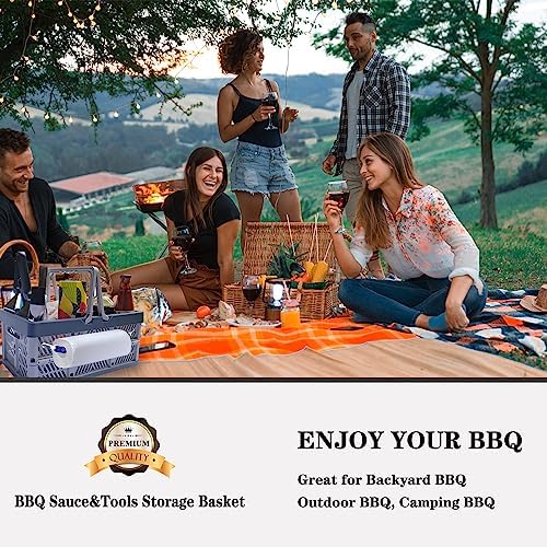 BBQ Caddy Grill Tools Storage Basket with Paper Towel Holder, - Image 5