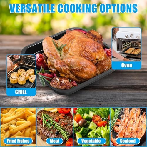 Outspark Porcelain Steel Pan for Ninja Woodfire OO101 Series 8-in-1 Outdoor Pizza Oven, Non-Stick Griddle Plate for Ninja Foodi Digital Air Fry Oven, OO100 SER Accessories,12" x 12" - Image 5