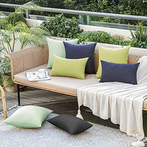 MIULEE Decorative Outdoor Pillow Covers Waterproof 18x18 Navy - Image 5