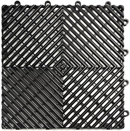 SnapLock RaceDeck Free-Flow 12"x12" Interlocking Garage Tiles, 12pk, Black by BigFloors