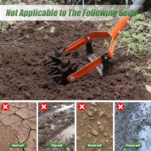 Rotary Cultivator Garden Tool,2-in-1 Hand Tiller & Action Hoe Garden Weeder - Image 2