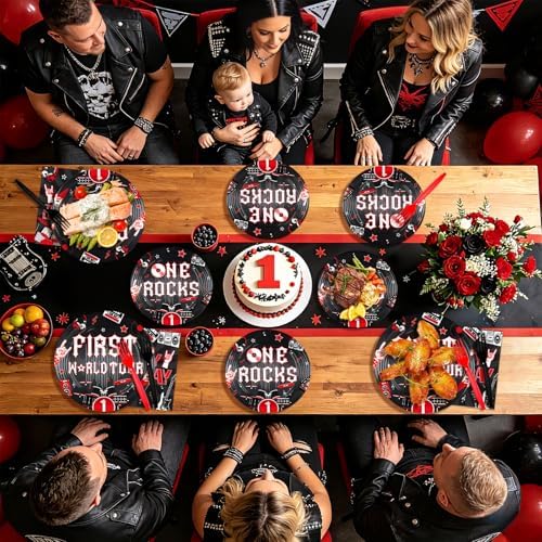 96 Pcs One Rocks 1st Birthday Party Decorations for Rock Music, Serves 24 - Image 7