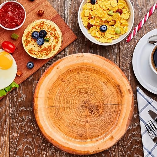 100Pcs Wood Grain Paper Plates Wood Grain Party Supplies 9"&7" Rustic Wood Slice Paper Plates for CampFire Camping Woodland Animal Baby Shower Lumberjack Cut Timber Birthday Party Decorations (100) - Image 5