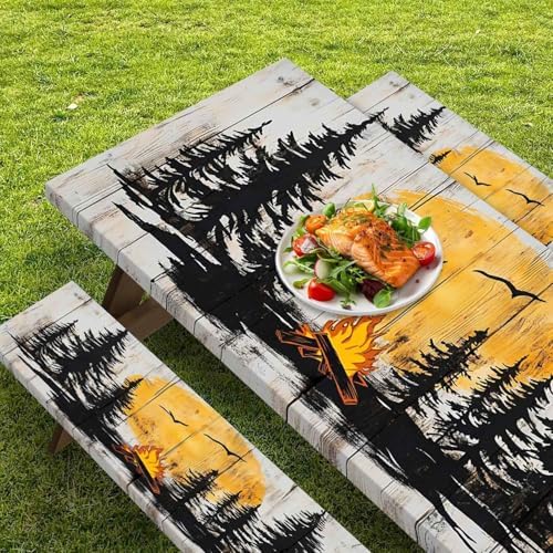 CAPSCEOLL Picnic Table Cover with Bench Covers 8ft - Camping on Wood - Image 6
