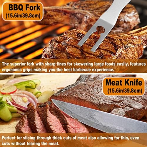 POLIGO 26Pcs Exclusive BBQ Grill Accessories in Aluminum Case for Birthday Fathers Day Grilling Gift - Grill Utensils Set with Barbecue Claws, Meat Injector, Thermometer for Smoker, Camping BBQ Black - Image 6