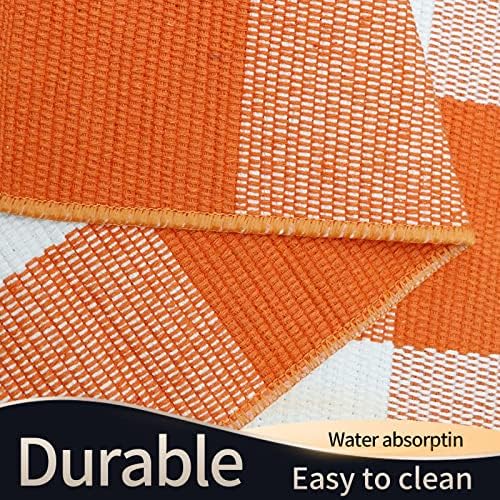 SEEKSEE Halloween Decor Buffalo Plaid Outdoor Rug 3' x 5' Orange and White Front Door Mat, Layering Rug for Porch, Halloween Doormat, Front Porch Rug for Outdoor Entrance Entryway Patio Porch Decor - Image 7