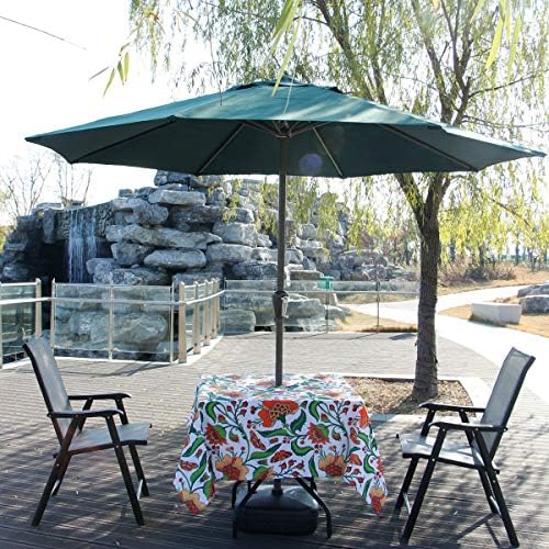 EHouseHome Outdoor Indoor 60inch SquareTablecloth with Umbrella Hole and Zipper, Waterproof Zippered Patio Table Cloths, Spring/Summer Table Covers for Backyard Circular Table/BBQs/Picnic - Image 2