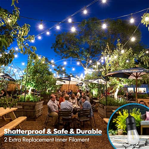 Lakumu 48FT Outdoor String Lights with Shatterproof E12 S14 Edison Bulbs - Image 3