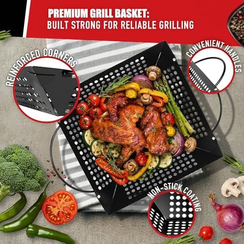 Qetumst Large 3 PCS Grill Basket Set for Outdoor Grill, Veggie Grilling Pan - Image 4