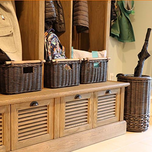 The Basket Lady Deep Pole Handle Wicker Storage Basket XL Walnut Brown - Image 3