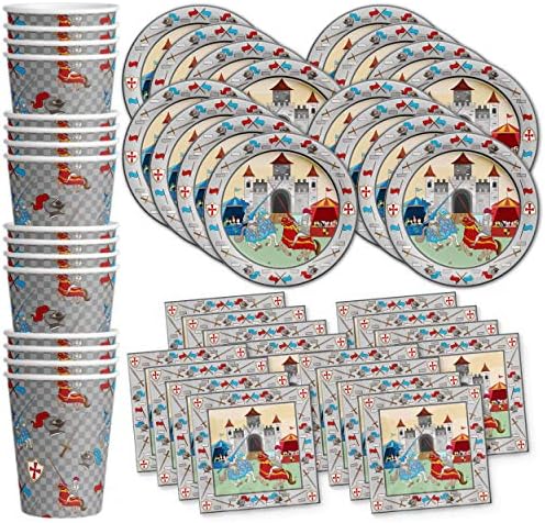 Medieval Knight Castle Birthday Party Supplies Set Plates Napkins Cups Tableware Kit for 16 by BirthdayGalore