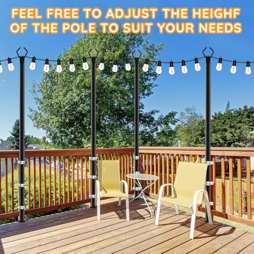 AHRLHR 7 Pack String Light Poles,Poles for Outdoor String lights10 Ft Metal Poles with Fork for Outdoor String Lights,Outdoor Light Poles with Fork,Patio,Deck,Backyard - Image 4