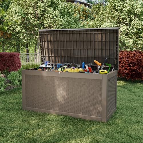 310 Gallon Lockable Outdoor Storage Box – Waterproof Resin Deck Box for Patio Furniture, Garden Tools, Pool Accessories (Gray) - Image 3