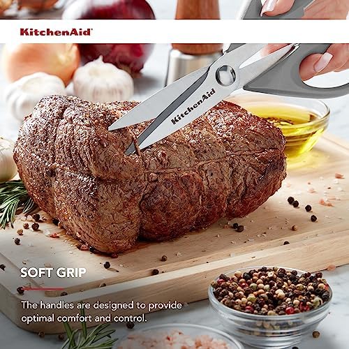 KitchenAid All Purpose Kitchen Shears with Protective Sheath Durable Stainless Steel Scissors, Dishwasher Safe, Soft Grip Comfort Handle, 8.72 Inch, Gray, (Pack of 12) - Image 4