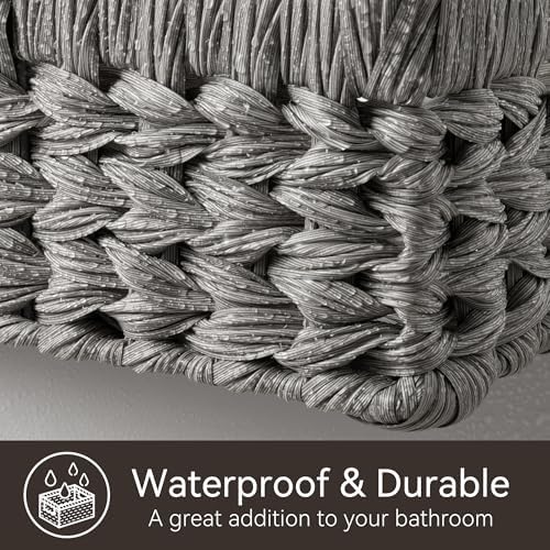 GRANNY SAYS Wicker Storage Baskets for Shelves, Waterproof Gray Baskets - Image 5