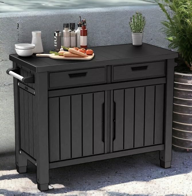 Generic Enhance Your Outdoor Space with The Outdoor Grill Table with Storage Cabinet in Graphite Gray. Perfect for Grilling, Entertaining, and Storage Needs, X-Large - Image 2