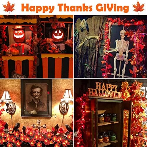 TURNMEON 6 Pack Fall Garland with Lights Enlarged Maple Leaves 60Ft 120LED - Image 4