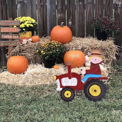 YEAHOME Fall Decorations Outdoor, Metal Scarecrow Tractor Decorative Garden Stakes for Fall Decor, Scarecrow Yard Signs for Home Outside Garden Lawn Porch Farm Thanksgiving Decorations Outdoor - Image 7
