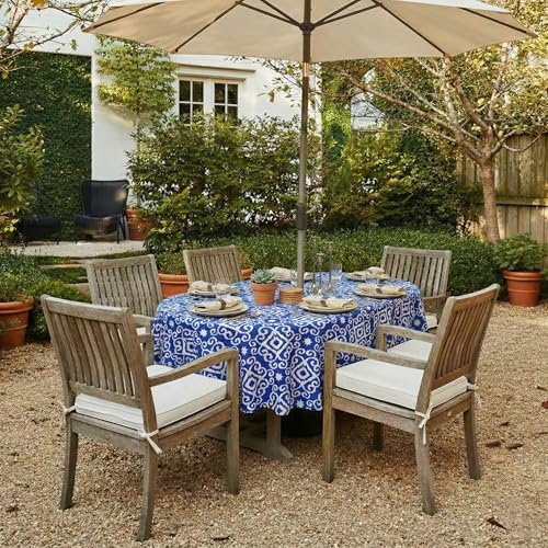 EHouseHome Outdoor Indoor Tablecloth with Umbrella Hole for Oval Table,Waterproof Patio Table Cloths, Spring/Summer Table Covers with Zipper for Backyard Circular Table/BBQs/Picnic,60 x 84 inches - Image 2