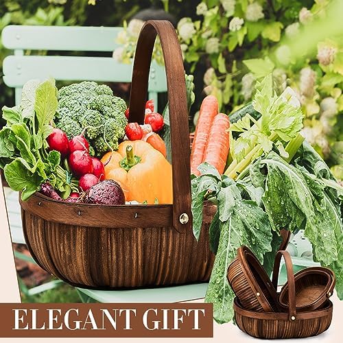 Sintuff 6 Pcs Wicker Baskets with Handles, 3 Sizes,Coffee - Image 6