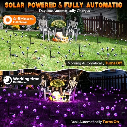 Halloween Decorations Outdoor, 6Pack 48 LEDs Solar Eyeball Lights - Image 4