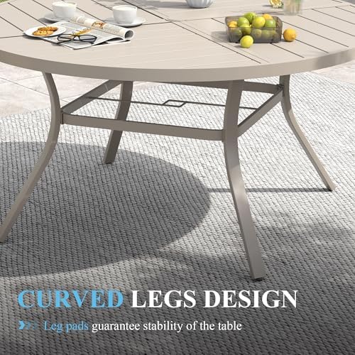 VICLLAX Patio Table and Chair Set of 8, All Weather Metal Round Outdoor Dining Furniture Set-53 Round Outdoor Table and Chairs, Sandshell Tabletop - Image 6