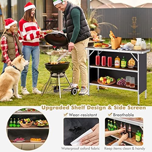 COSTWAY Folding Picnic Table, Portable Camping Table with Carry Bag - Image 4