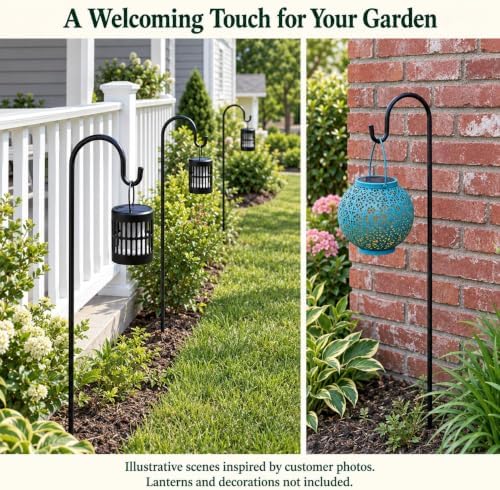 Ottsuls Bird Feeder Pole, 45 INCH Heavy Duty Shepherds Hooks for Outdoor with 5 Prong Base, Adjustable Stand Hanger for Garden Plant, Hummingbird Feeder, Lantern, Hanging Wedding Decor (2 Pack) - Image 6