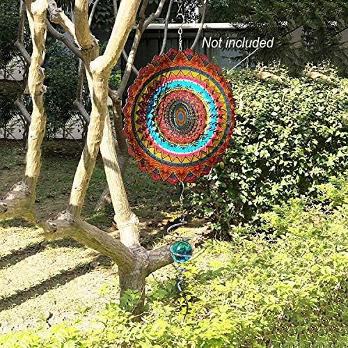 FONMY Gazing Ball Spiral Tail -Decorative Wind Spinner 11" inch Tail and 2" inch Glass Orb. Indoor Outdoor Garden Decoration Silver Blue -13 inch Height - Image 4