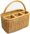 The Basket Lady Wicker Utensil Caddy, 4-sections, Sandstone by TheBasketLady