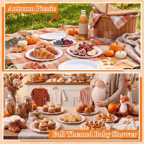 NatNarr 30Pcs Orange Paper Plates Scalloped Fall Dessert Cake Plate - Image 7