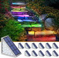 NIORSUN Solar Step Lights,12 Pack RGB Solid Color Changing Solar Stair Lights Outdoor Waterproof IP67 Auto On Off,Solar Lights for Steps,Stair,Patio,Yard,Porch,Front Door,Deck Decor by NIORSUN