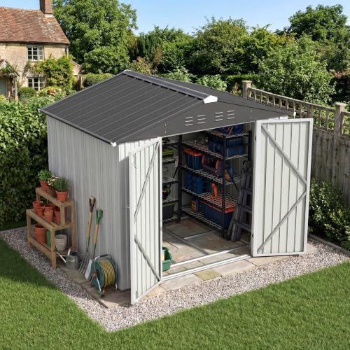 Patiowell 8x6 FT Outdoor Storage Shed with Floor Frame, Metal Garden Sheds - Image 6