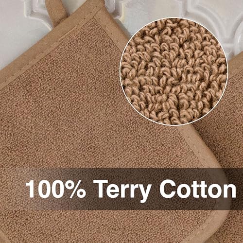 RITZ Terry Potholder & Hot Pad: Unparalleled Heat Resistant, Durable 100% Cotton – Ergonomically Designed for Optimal Grip – Easy-Care Machine Washable – 2-Pack, Mocha - Image 2