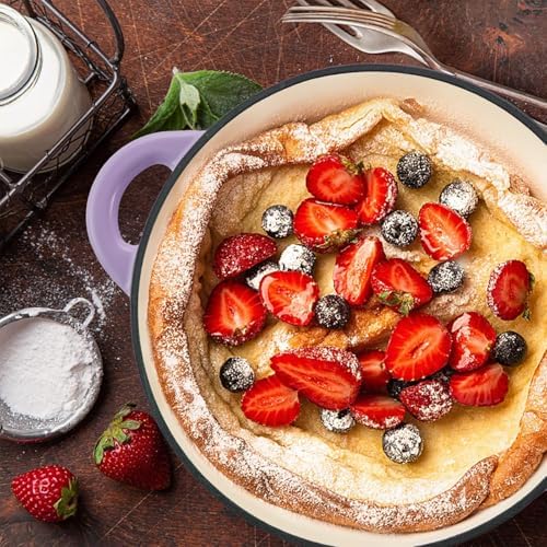 Miereirl 6 Quart Enameled Dutch Oven Pot with Lid, Cast Iron Dutch Oven with Dual Handles for Bread Baking, Cooking, Non-stick Enamel Coated Cookware, Purple - Image 6