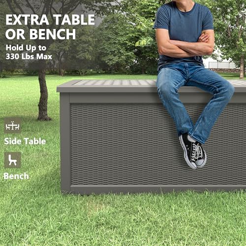 KAMABOKO Outdoor Storage Box, 330 Gallon Deck Box Outdoor Waterproof - Image 6