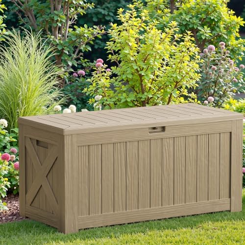 JUMMICO 120 Gallon Resin Deck Box, Large Outdoor Storage Box Waterproof - Image 7