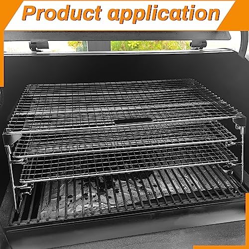 Jerky Racks for Barrel Style Pellet Grills, 21"W×17.2"L, 3 Tiered Foldable Sliding 830 in² Cooking Space Expansion Grate Accessory for Pit Boss, Traeger, Z Grill, Green Mountain and More Smoker Grills - Image 6