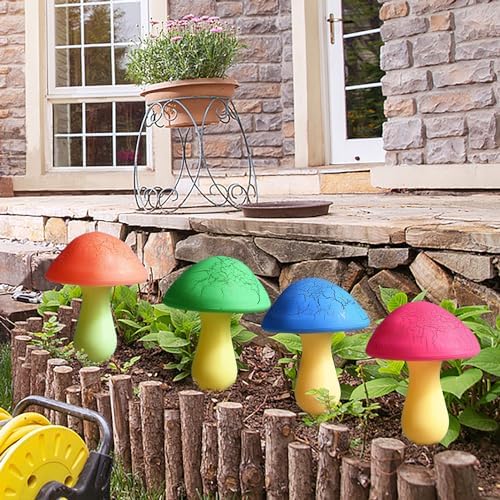 Solar Garden Decor Lights 8 Crack Mushrooms Outdoor Decor Stake Lights, Waterproof Solar Pathway Light Gardening Gifts for Garden Gnomes Backyard Flower Bed Christmas Decorations - Image 4