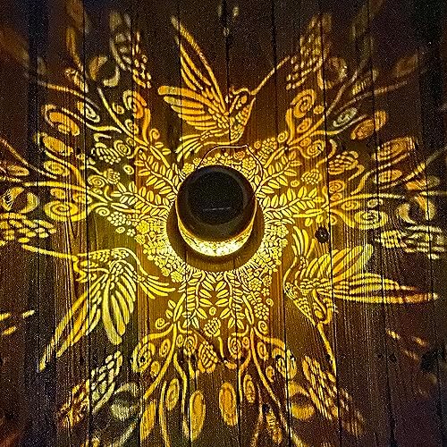 Hummingbird Solar Lanterns Outdoor Waterproof Hanging Solar Lights Hummingbird Gifts for Women Men Mom Metal Bird Decorative LED Lanterns for Yard, Patio, Lawn, Pathway, Landscape, Garden Decor - Image 2