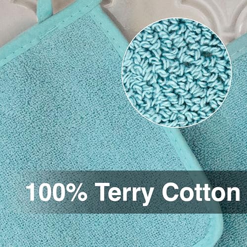 RITZ Terry Potholder & Hot Pad: Unparalleled Heat Resistant, Durable 100% Cotton – Ergonomically Designed for Optimal Grip – Easy-Care Machine Washable – 4-Pack, Dew - Image 2