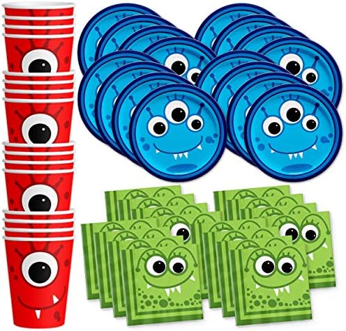 Mighty Monster Birthday Party Supplies Set Plates Napkins Cups Tableware Kit for 16 by BirthdayGalore