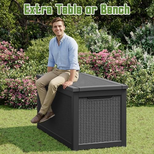 Outdoor Storage Waterproof Deck Box for Patio (300 Gallon, Black) - Image 6