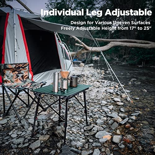 VILLEY Portable Camping Table with Adjustable Legs, Aluminum Folding Table - Image 5